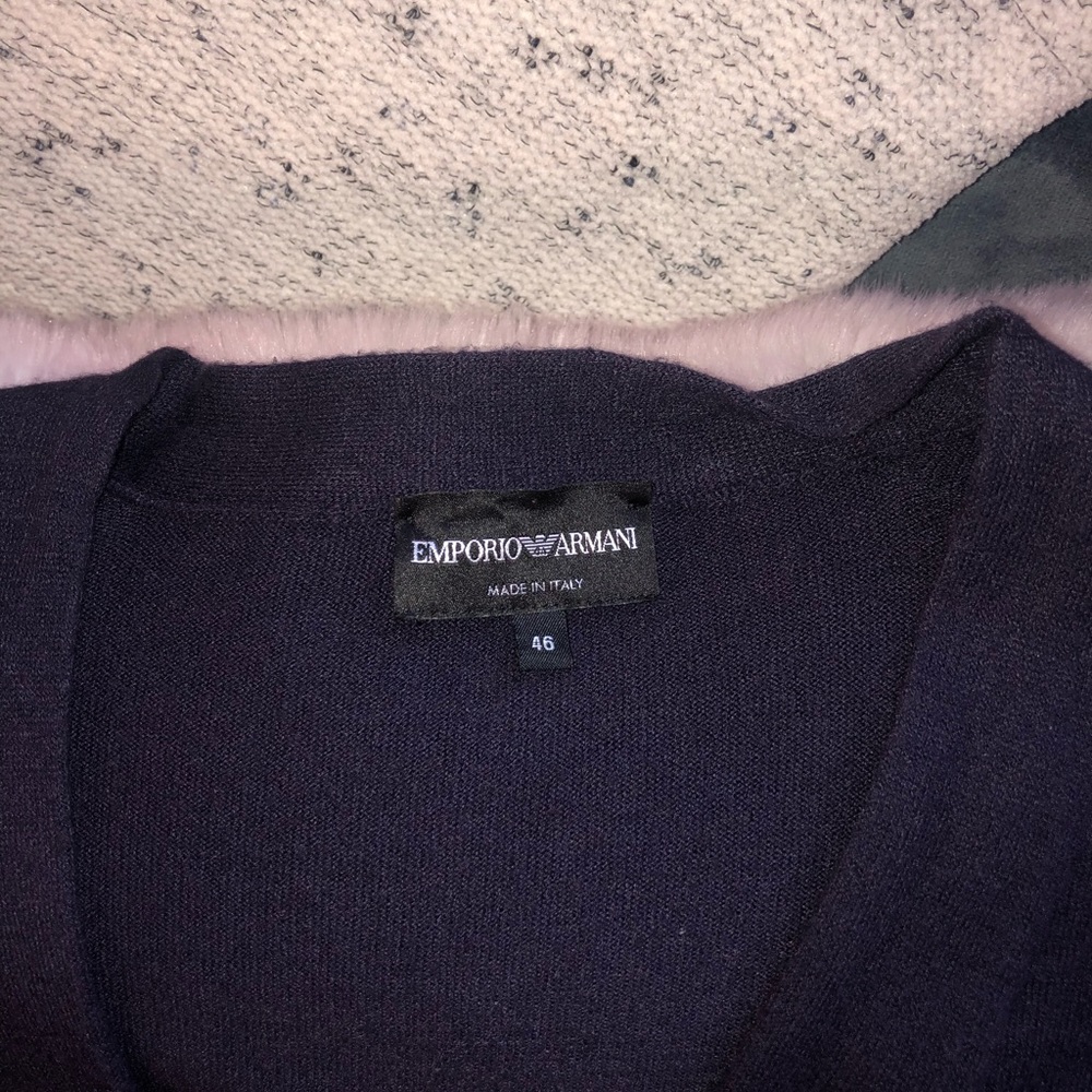 Purple emporio Armani button-up sweater